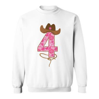 Kids Cowgirl Birthday Outfit Girl Fourth Birthday Gift Horse Farm Sweatshirt | Mazezy CA