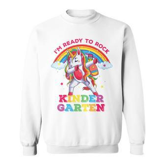 Kids Dabbing Unicorn Im Ready To Rock Kindergarten Back To School Sweatshirt | Mazezy