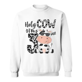 Kids Holy Cow Im 3 Birthday Boy 3Rd Cow Farm Animals Bday Sweatshirt | Mazezy
