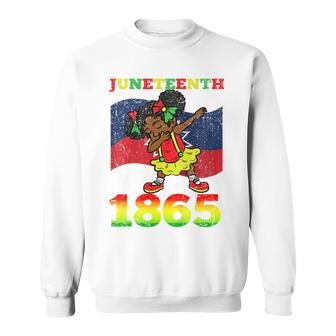Kids Junenth 1865 Cute Dabbing Black History Afro African Kids Sweatshirt - Seseable