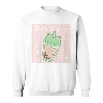 Kids Kawaii Aesthetic Cute Boba Bubble Milk Tea Pink Sweatshirt | Mazezy