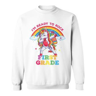 Kids Rock First Grade Dabbing Unicorn Back To School Girls Gift Unicorn Funny Gifts Sweatshirt | Mazezy