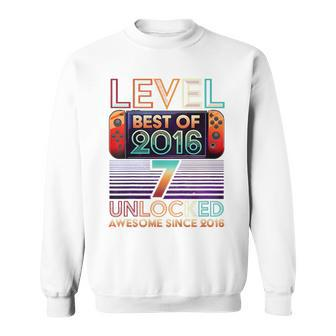 Kids Vintage 7Th Birthday Unlocked Level 7 Game Controller Boys Sweatshirt | Mazezy