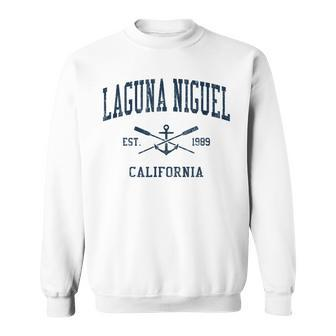 Laguna Niguel Ca Vintage Navy Crossed Oars & Boat Anchor Sweatshirt | Mazezy