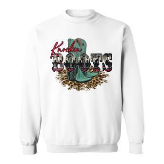 Leopard Cowgirl Boots Knockin Boots Western Country Cowboy Sweatshirt | Mazezy