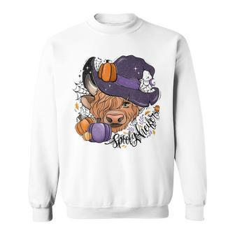 Leopard Halloween Highland Cow Pumpkin Spooky Heifer Tie Dye Halloween Sweatshirt | Mazezy
