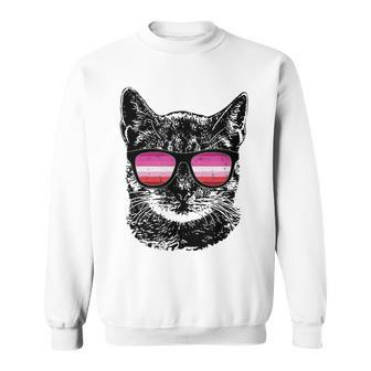 Lesbian Pride Cat Lgbt Sunglasses Sweatshirt | Mazezy CA