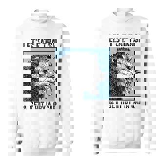 Lets Eat Trash & Get Hit By A Car Opossum Vintage Funny Sweatshirt | Mazezy