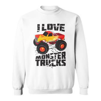 I Love Monster Trucks Cute Bigfoot Trucks Sweatshirt | Mazezy
