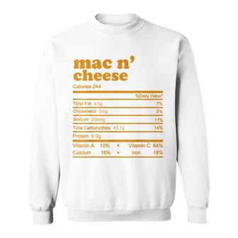 Mac And Cheese Nutrition Facts 2021 Thanksgiving Nutrition Sweatshirt | Mazezy