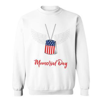Memorial Day Proud Remembrance Day Dog Tags Chain Servicemen Sweatshirt | Mazezy