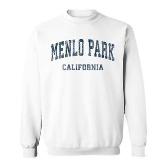 Menlo Park California Ca Vintage Varsity Sports Navy Sweatshirt | Mazezy