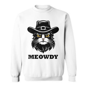 Meowdy Meme Mashup Cat Meow Howdy Graphic Cat Sweatshirt - Seseable