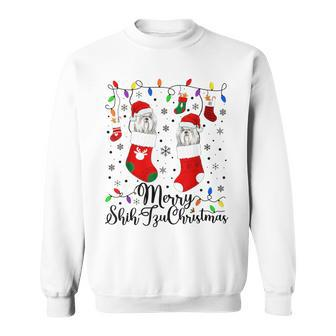 Merry Shih Tzu Christmas Shih Tzu Xmas Party Sweatshirt - Monsterry