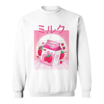 Milk Shake Carton Funny Japanese Kawaii Strawberry Retro 90S 90S Vintage Designs Funny Gifts Sweatshirt | Mazezy