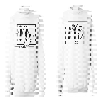Mr Est 2023 Just Married Wedding Hubby Mr & Mrs Gifts Sweatshirt - Seseable