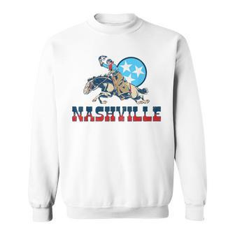 Nashville Vintage Cowgirl & State Flag Tennessee Stars Retro Tennessee Funny Gifts Sweatshirt | Mazezy