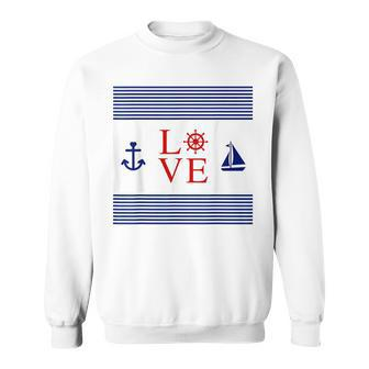 Nautical Love With Anchor Wheel Sailboat Sweatshirt | Mazezy