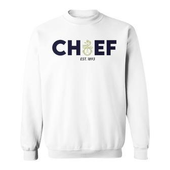 Navy Chief With Inset Anchor- Blue And Gold Sweatshirt | Mazezy