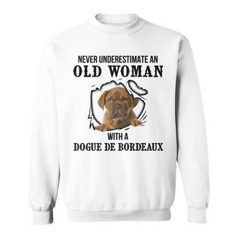 Never Underestimate An Old Woman With A Dogue De Bordeaux Old Woman Funny Gifts Sweatshirt | Mazezy