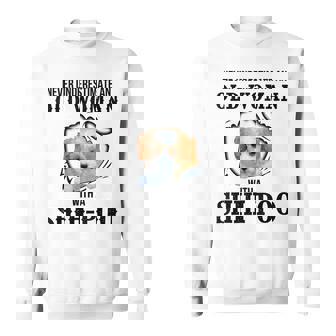 Never Underestimate An Old Woman With A Shihpoo Old Woman Funny Gifts Sweatshirt | Mazezy