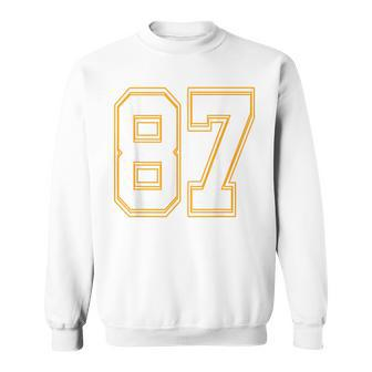 Number 87 Red Yellow White Football Basketball Soccer Fans Sweatshirt | Mazezy