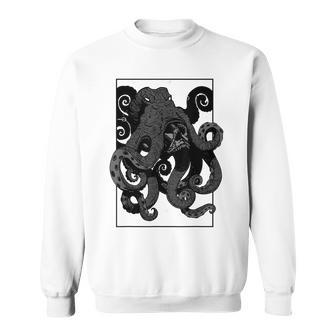 Octopus And Skull Tattoo Pen And Ink Inspired Graphic Octopus Sweatshirt | Mazezy