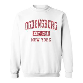 Ogdensburg New York Ny Vintage Sports Red Sweatshirt | Mazezy UK