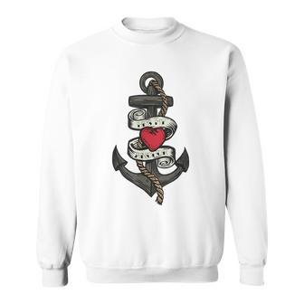 Old School Anchor Quote Cute Hes My Anchor Love Sailor Sweatshirt | Mazezy