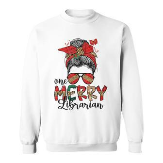 One Merry Librarian Christmas Library Worker Xmas Party Sweatshirt - Monsterry