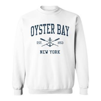 Oyster Bay Ny Vintage Navy Crossed Oars & Boat Anchor Sweatshirt | Mazezy