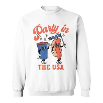 Party In The Usa 4Th Of July Cute Soda And Hotdog Patriotic Sweatshirt | Mazezy