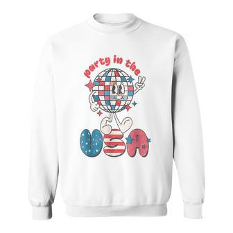Party In The Usa 4Th Of July Patriotic Disco Ball Retro Patriotic Funny Gifts Sweatshirt | Mazezy AU