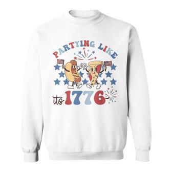 Partying Like It’S 1776 Pizza Hotdog Usa Flag 4Th Of July Sweatshirt | Mazezy