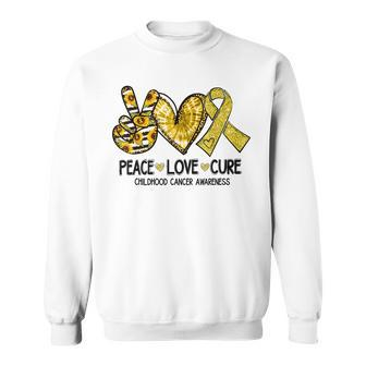 Peace Love Cure Childhood Cancer Awareness Gold Ribbon Sweatshirt - Monsterry AU