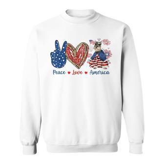 Peace Love Schnauzer Dog Patriotic America Flag 4Th July  Sweatshirt