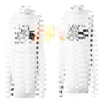 Peace Love Thanksgiving Turkey Heart Orange Halloween Outfit Orange Halloween Sweatshirt | Mazezy