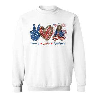 Peace Love Wirehaired Pointing Griffon Dog Patriotic America   Sweatshirt