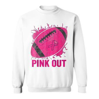 Pink Out Breast Cancer Awareness Football Breast Cancer Sweatshirt - Seseable