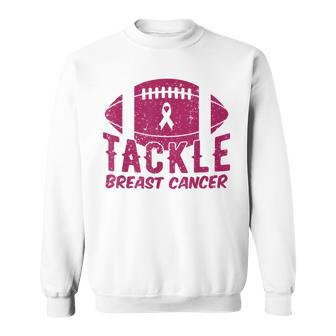 Pink Breast Cancer Football Tackle Breast Cancer Sweatshirt - Seseable