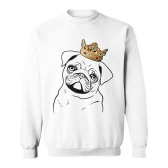 Pug Dog Wearing Crown Sweatshirt | Mazezy
