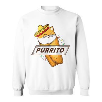 Purrito Cat Wearing A Sombrero In A Mexican Burrito Funny Sweatshirt - Seseable
