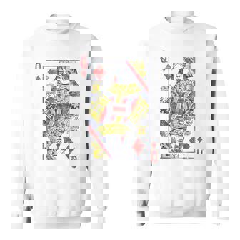 Queen Of Diamonds Card Costume Poker Distressed Sweatshirt | Mazezy