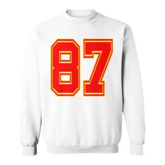 Red Number 87 White Yellow Football Basketball Soccer Fans Sweatshirt - Thegiftio UK