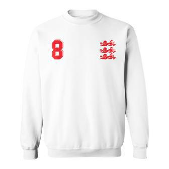 Retro England Football Jersey Soccer Lions White 8 Sweatshirt | Mazezy