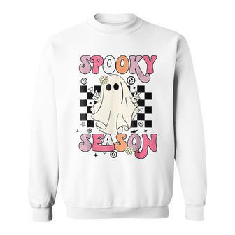 Retro Hippie Halloween Cute Ghost Spooky Season Sweatshirt - Monsterry