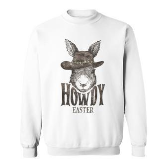 Retro Howdy Easter Bunny Cowboy Western Country Cowgirl Sweatshirt | Mazezy