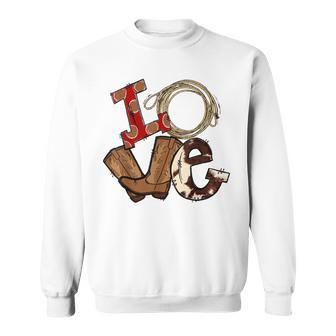 Retro Love Rodeo Cowboy Boots Lasso Western Country Cowgirl Sweatshirt | Mazezy