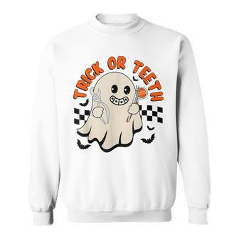 Retro Orthodontist Halloween Trick Or Treat Dentist Ghost Sweatshirt - Monsterry UK