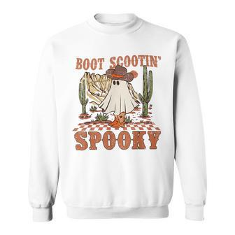 Retro Western Halloween Cute Ghost Boot Scootin Spooky Sweatshirt - Seseable